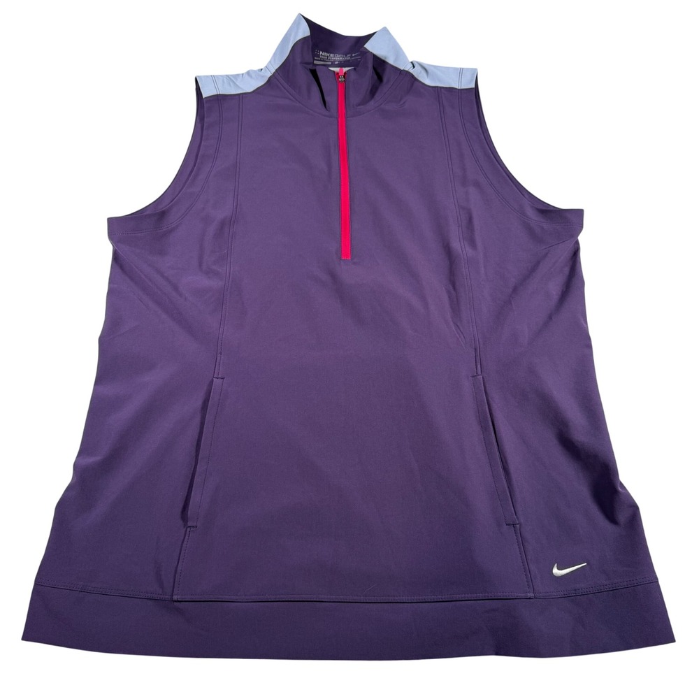 Nike Golf Vest Women XL Purple Tour Performance 1/4 Zip Sleeveless Mock Neck